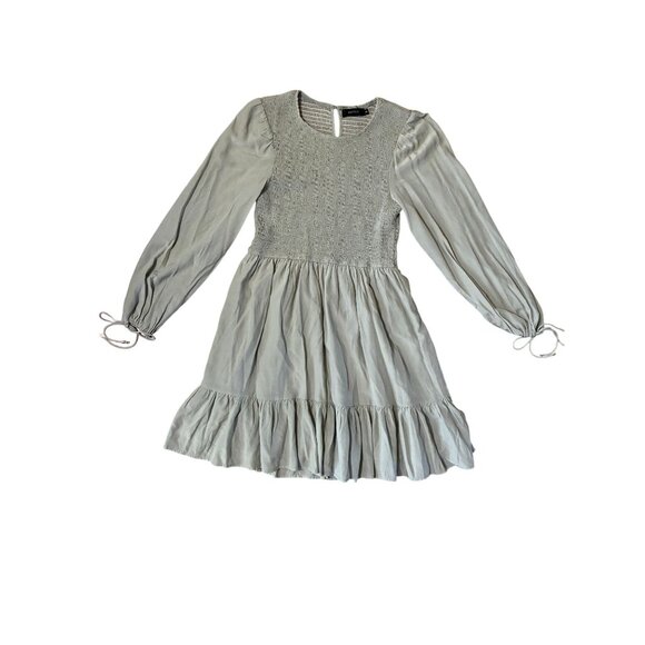 Zesica Dresses & Skirts - Smocked Long Sleeve Mini Dress By Zesica In Sage Green Size M